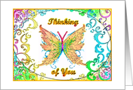 Thinking of you and sending best wishes to feel better with a cheerful rainbow butterfly card