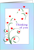 Thinking of You with Love and Hearts and Swirls card