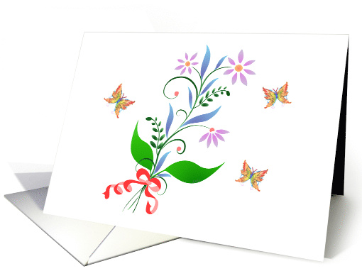 Pretty Bunch of Flowers and Butterflies - Blank Inside card (883493)