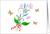 Pretty Bunch of Flowers and Butterflies - Blank Inside card