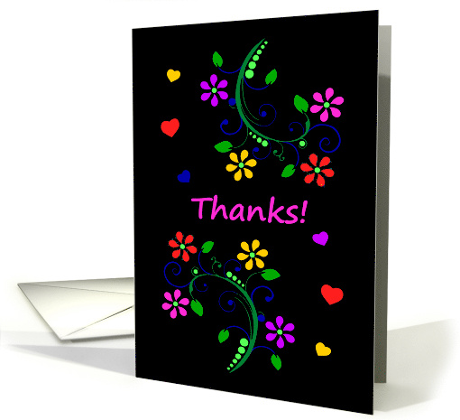 Thanks, Friend, Bright Colored Flowers and Hearts on a... (910449)