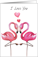 I Love You - Pink Flamingos card