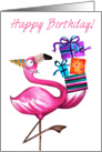 Happy Birthday - Flamingo with Gifts - Crimson Kisses Range card