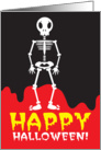 Happy Halloween white skeleton card
