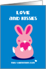 Love and kisses this valentines day bunny rabbit card