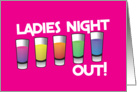 Ladies night out! drink shots invitation card