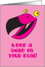 Keep a smile on your dial! flamingo bird card