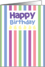 Happy Birthday plain stripes and candles card