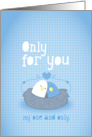 Only for you my one and only. love birds in a nest card