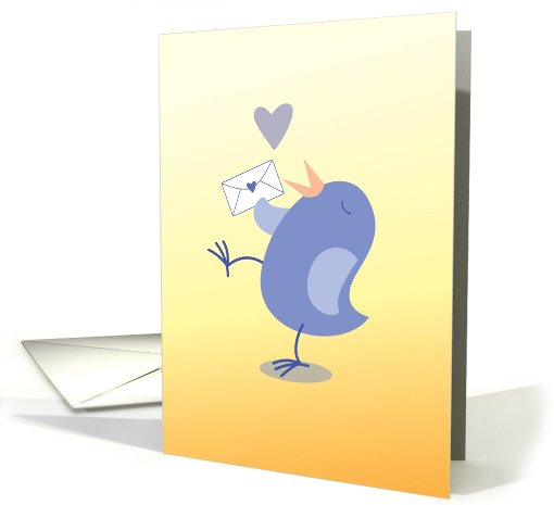 Walking tweeter bird with cute little envelope card (820114)