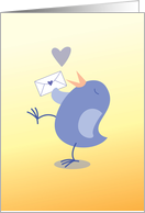 Walking tweeter bird with cute little envelope card