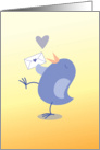 Walking tweeter bird with cute little envelope card