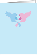 Together anything is possible - Duelling pink and blue birds card
