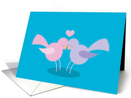Snuggling love birds with a heart card (820127)