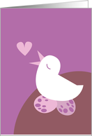 Announcing love bird with love heart tweet left card