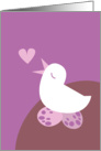 Announcing love bird with love heart tweet left card