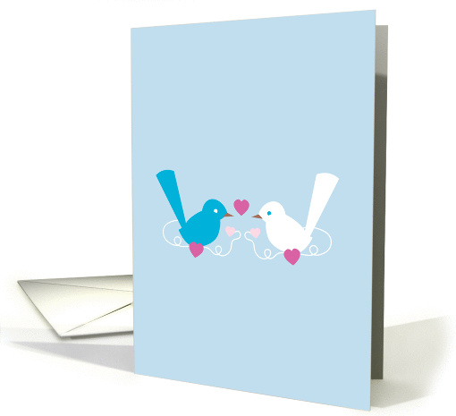 I love you Huband - Pretty Blue and white Wrens card (820949)