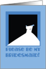 Please be my bridesmaid! Blue wedding dress card
