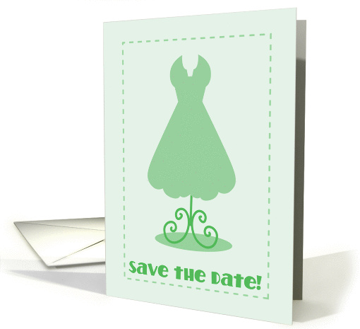 Save the date ! Green wedding dress card (831627)