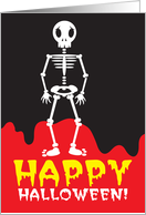 Happy Halloween white skeleton card