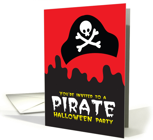 You're invited to a PIRATE Halloween party - Skull and crossbones card