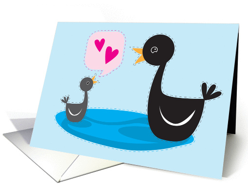 Baby Gosling wishing mom love hearts card (840055)