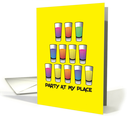 Party at my place - Bachelorette shooters card (846155)
