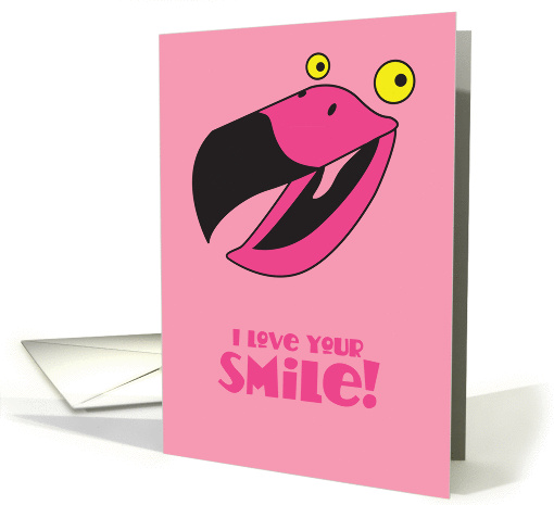 I love your smile! flamingo bird thinking of you card (846920)