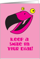 Keep a smile on your dial! flamingo bird card