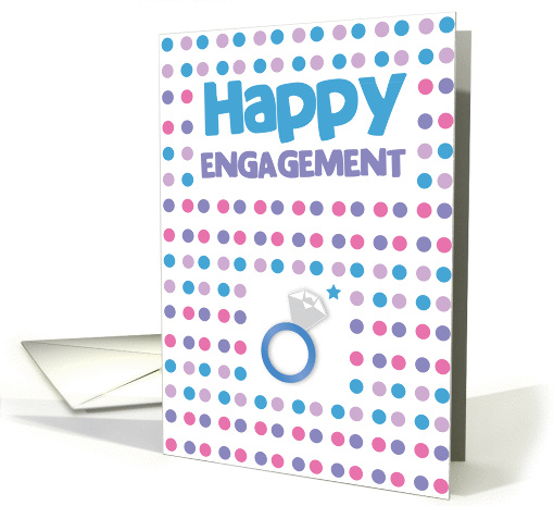 Happy engagement with blue ring spots card (847717)