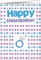 Happy engagement with blue ring spots card