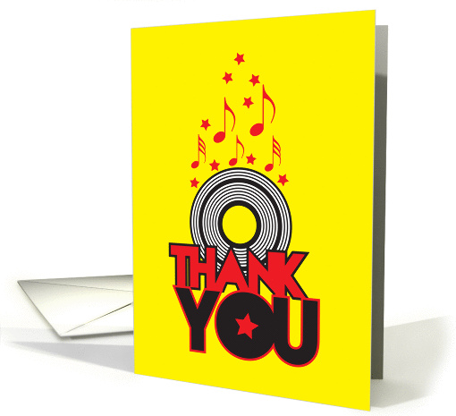 THANK YOU, record and musical notes card (862385)