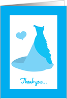 Thank you for being my bridesmaid, blue wedding dress card