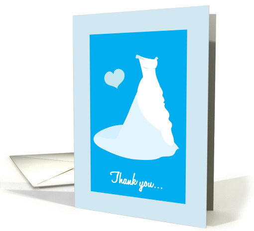 Thank you for being my maid of honour, blue & white wedding dress card