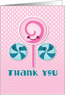 Thank you pink lollypop and sweets card