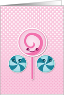 Pink lollypop and sweets card