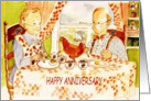 Happy Anniversary, older adult, couple at breakfast card