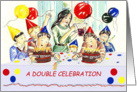 Birthday party, Invitation, twin boys card