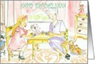 Happy Birthday, Nana, vintage, tea party, little girl card