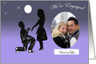 We’re engaged, photo card, announcement, silhouette couple, invitation card