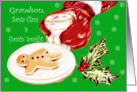 Christmas, Grandson, Santa hand with milk and cookie, snowflakes card