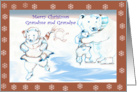 Merry Christmas Grandma and Grandpa,i e skating polar bears card