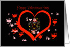Happy Valentine’s Day Girlfriend, Queen of hearts on black background card