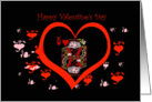 Happy Valentine’s Day, King of hearts on black background, card