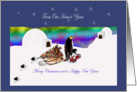 From Our House to Yours, Christmas Arctic penguins, tree on a sled card
