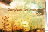 Sympathy card with sunset clouds, sunset and silhouette of trees card