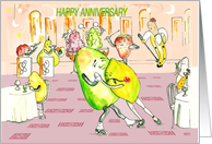 Anniversary, retro, mango and lime dancing card