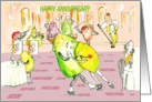 Anniversary, retro, mango and lime dancing card