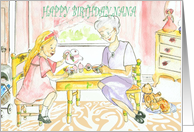 Happy Birthday, Nana, vintage, tea party, little girl card