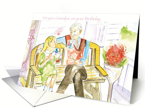 happy birthday, Grandpa, from girl to grandpa card (859079)